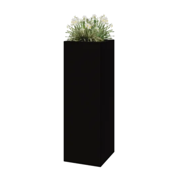 Fiberglas Pflanzkübel - Viereck - 40 x 40 x 120 cm - RAL9005 matte (Schwarz) - Mit Boden