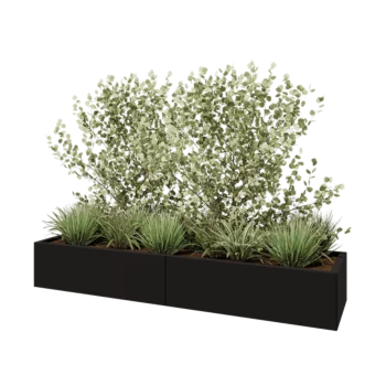 Hochbeet XXL aus Stahl - Rechteckig - 200 x 50 x 30 cm - RAL9005 matte (schwarz) - Ohne Bodenplatte