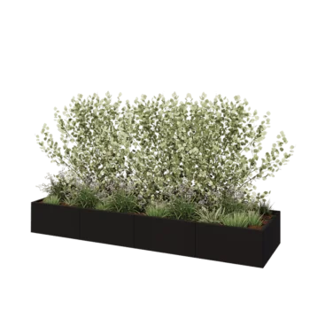 Hochbeet XXL aus Stahl - Rechteckig - 320 x 80 x 40 cm - RAL9005 matte (schwarz) - Mit Bodenplatte