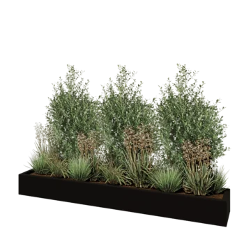 Fiberglas Pflanzkübel - Rechteck - 200 x 30 x 20 cm - RAL9005 matte (Schwarz) - Mit Boden