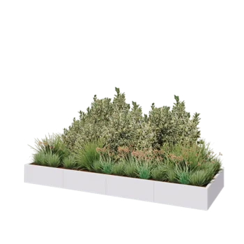 Hochbeet XXL aus Stahl - Rechteckig - 320 x 100 x 30 cm - RAL9010 matte (weiß) - Mit Bodenplatte