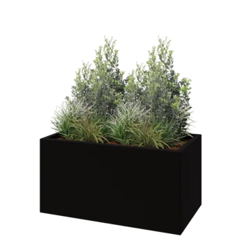 Fiberglas Pflanzkübel - Rechteck - 100 x 50 x 50 cm - RAL9005 matte (Schwarz) - Mit Boden