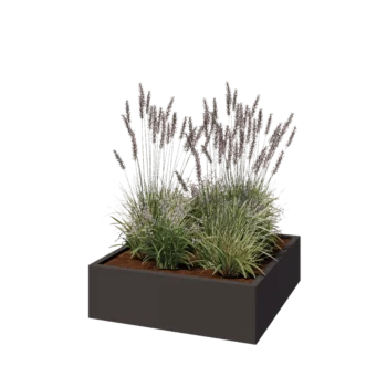 Pflanzkübel aus Stahl - Viereckig - 100 x 100 x 30 cm - Andere RAL farbe - Mit Bodenplatte