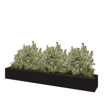 Hochbeet XXL aus Stahl - Rechteckig - 360 x 50 x 40 cm - RAL9005 matte (schwarz) - Mit Bodenplatte