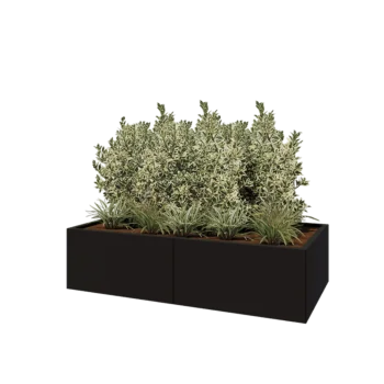 Hochbeet XXL aus Stahl - Rechteckig - 160 x 80 x 40 cm - RAL9005 matte (schwarz) - Mit Bodenplatte