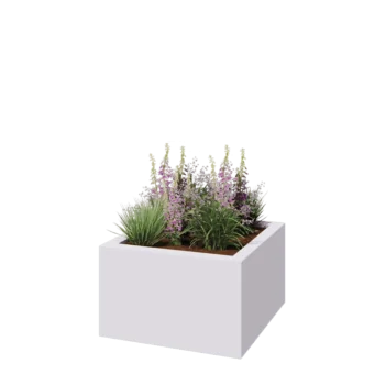 Fiberglas Pflanzkübel - Viereck - 100 x 100 x 60 cm - RAL9010 matte (Weiß) - Mit Boden