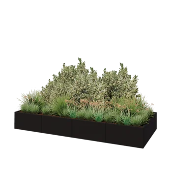 Hochbeet XXL aus Stahl - Rechteckig - 320 x 120 x 40 cm - RAL9005 matte (schwarz) - Mit Bodenplatte