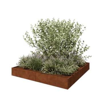 Cortenstahl Hochbeet XXL - Viereckig - 240 x 240 x 30 cm - Ohne Bodenplatte