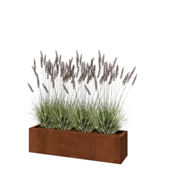 Cortenstahl Pflanzkübel - Rechteckig - 120 x 30 x 30 cm - Mit Bodenplatte