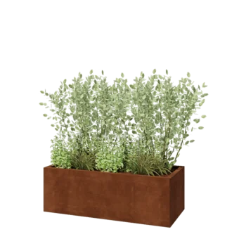 Cortenstahl Pflanzkübel - Rechteckig - 120 x 50 x 40 cm - Mit Bodenplatte