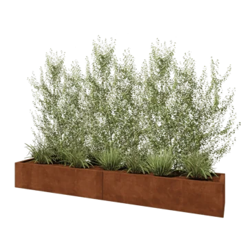 Cortenstahl Hochbeet XXL - Rechteckig - 240 x 40 x 30 cm - Mit Bodenplatte