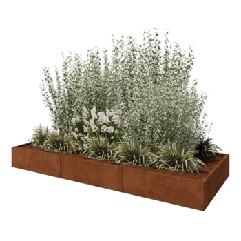 Cortenstahl Hochbeet XXL - Rechteckig - 300 x 120 x 30 cm - Ohne Bodenplatte