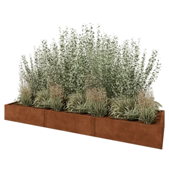 Cortenstahl Hochbeet XXL - Rechteckig - 300 x 80 x 30 cm - Mit Bodenplatte