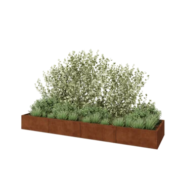 Cortenstahl Hochbeet XXL - Rechteckig - 400 x 100 x 40 cm - Ohne Bodenplatte