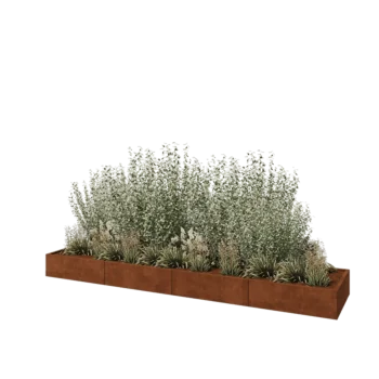 Cortenstahl Hochbeet XXL - Rechteckig - 400 x 80 x 30 cm - Ohne Bodenplatte