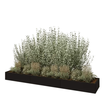 Hochbeet XXL aus Stahl - Rechteckig - 360 x 60 x 30 cm - RAL9005 matte (schwarz) - Mit Bodenplatte