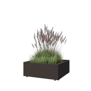 Pflanzkübel aus Stahl - Viereckig - 80 x 80 x 30 cm - Andere RAL farbe - Mit Bodenplatte - Mit Füßen