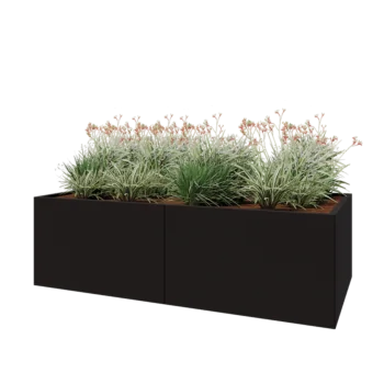 Hochbeet XXL aus Stahl - Rechteckig - 200 x 100 x 60 cm - RAL9005 matte (schwarz) - Mit Bodenplatte