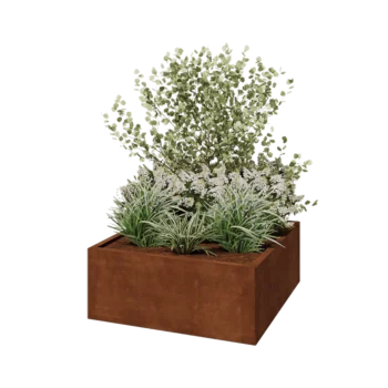 Cortenstahl Pflanzkübel - Viereckig - 100 x 100 x 40 cm - Ohne Bodenplatte