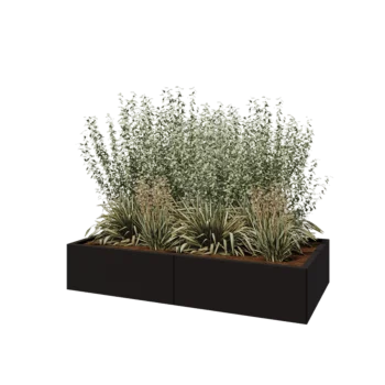 Hochbeet XXL aus Stahl - Rechteckig - 160 x 80 x 30 cm - RAL9005 matte (schwarz) - Mit Bodenplatte