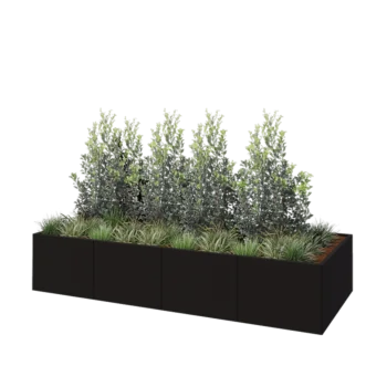 Hochbeet XXL aus Stahl - Rechteckig - 320 x 120 x 60 cm - RAL9005 matte (schwarz) - Mit Bodenplatte