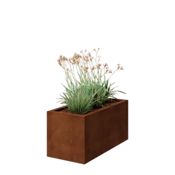 Cortenstahl Pflanzkübel - Rechteckig - 100 x 50 x 50 cm - Geschweißt - Mit Bodenplatte