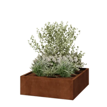 Cortenstahl Pflanzkübel - Viereckig - 120 x 120 x 40 cm - Geschweißt - Ohne Bodenplatte