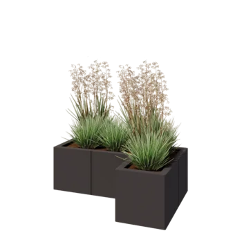 Pflanzkübel aus Stahl - L-Form - 90 x 60 x 30 cm - RAL7016 matte (anthrazitgrau) - Ohne Bodenplatte