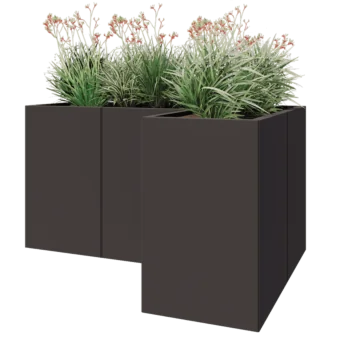 Pflanzkübel aus Stahl - L-Form - 150 x 100 x 80 cm - RAL7016 matte (anthrazitgrau) - Mit Bodenplatte