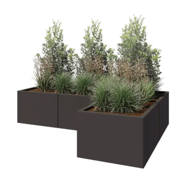 Pflanzkübel aus Stahl - L-Form - 180 x 120 x 40 cm - RAL7016 matte (anthrazitgrau) - Ohne Bodenplatte