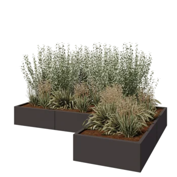 Pflanzkübel aus Stahl - L-Form - 240 x 160 x 30 cm - RAL7016 matte (anthrazitgrau) - Ohne Bodenplatte