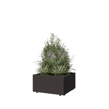 Pflanzkübel aus Stahl - Viereckig - 60 x 60 x 30 cm - RAL7016 matte (anthrazitgrau) - Mit Bodenplatte - Mit Füßen