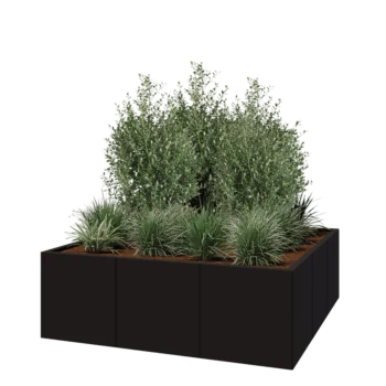 Hochbeet XXL aus Stahl - Viereckig - 150 x 150 x 50 cm - RAL9005 matte (schwarz) - Ohne Bodenplatte