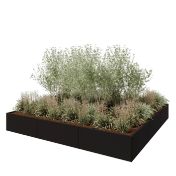 Hochbeet XXL aus Stahl - Viereckig - 300 x 300 x 40 cm - RAL9005 matte (schwarz) - Ohne Bodenplatte