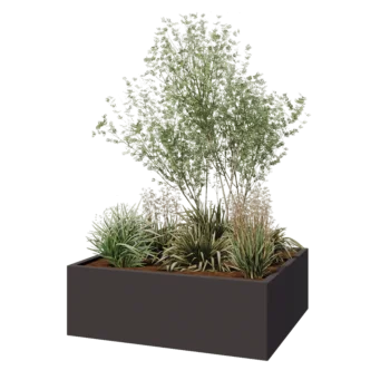 Pflanzkübel aus Stahl - Rechteckig - 120 x 100 x 40 cm - RAL7016 matte (anthrazitgrau) - Ohne Bodenplatte