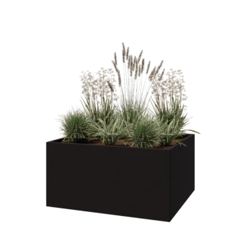 Pflanzkübel aus Stahl - Rechteckig - 120 x 100 x 60 cm - RAL9005 matte (schwarz) - Ohne Bodenplatte