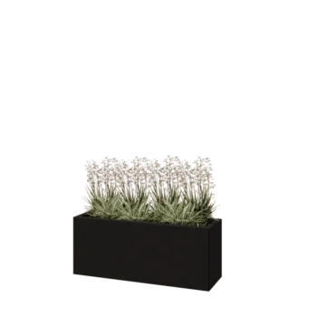 Pflanzkübel aus Stahl - Rechteckig - 100 x 30 x 40 cm - RAL9005 matte (schwarz) - Mit Bodenplatte