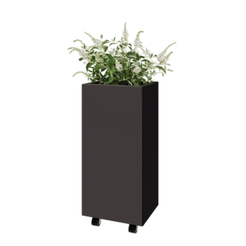 Pflanzkübel aus Stahl - Rechteckig - 40 x 30 x 80 cm - Andere RAL farbe - Mit Bodenplatte - Mit Rollen