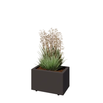 Pflanzkübel aus Stahl - Rechteckig - 50 x 30 x 30 cm - Andere RAL farbe - Mit Bodenplatte - Mit Füßen