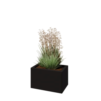 Pflanzkübel aus Stahl - Rechteckig - 50 x 30 x 30 cm - RAL9005 matte (schwarz) - Mit Bodenplatte