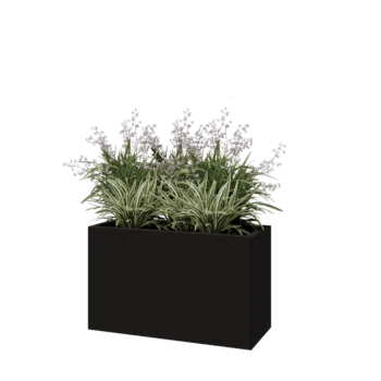 Pflanzkübel aus Stahl - Rechteckig - 100 x 40 x 60 cm - RAL9005 matte (schwarz) - Mit Bodenplatte