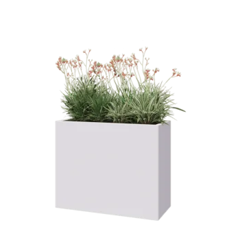 Pflanzkübel aus Stahl - Rechteckig - 100 x 40 x 80 cm - RAL9010 matte (weiß) - Mit Bodenplatte