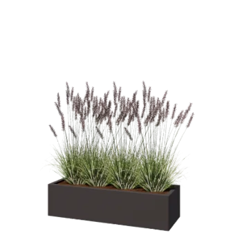 Pflanzkübel aus Stahl - Rechteckig - 120 x 40 x 30 cm - RAL7016 matte (anthrazitgrau) - Mit Bodenplatte