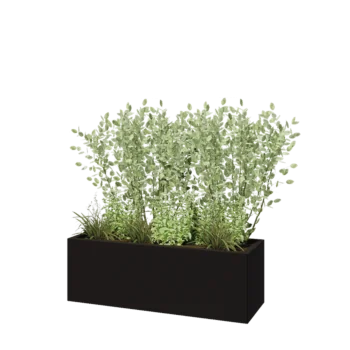 Pflanzkübel aus Stahl - Rechteckig - 120 x 40 x 40 cm - RAL9005 matte (schwarz) - Ohne Bodenplatte