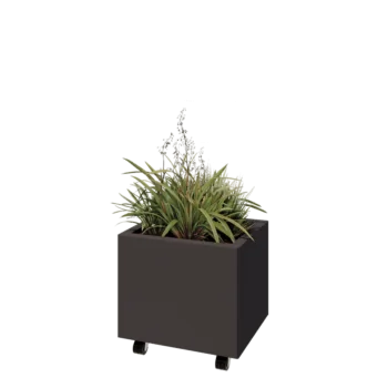 Pflanzkübel aus Stahl - Rechteckig - 50 x 40 x 40 cm - Andere RAL farbe - Mit Bodenplatte - Mit Rollen