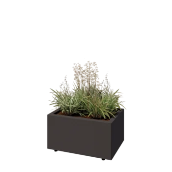 Pflanzkübel aus Stahl - Rechteckig - 60 x 40 x 30 cm - Andere RAL farbe - Mit Bodenplatte - Mit Füßen