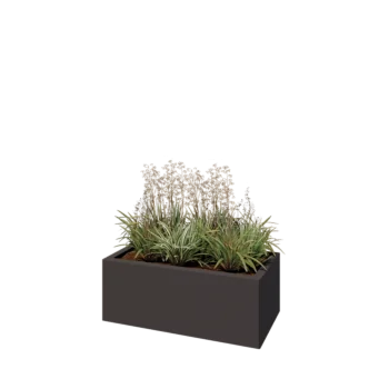 Pflanzkübel aus Stahl - Rechteckig - 80 x 40 x 30 cm - RAL7016 matte (anthrazitgrau) - Mit Bodenplatte