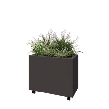 Pflanzkübel aus Stahl - Rechteckig - 80 x 40 x 60 cm - Andere RAL farbe - Mit Bodenplatte - Mit Rollen