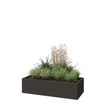 Pflanzkübel aus Stahl - Rechteckig - 120 x 50 x 30 cm - Andere RAL farbe - Mit Bodenplatte