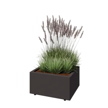 Pflanzkübel aus Stahl - Rechteckig - 60 x 50 x 30 cm - RAL7016 matte (anthrazitgrau) - Mit Bodenplatte - Mit Füßen